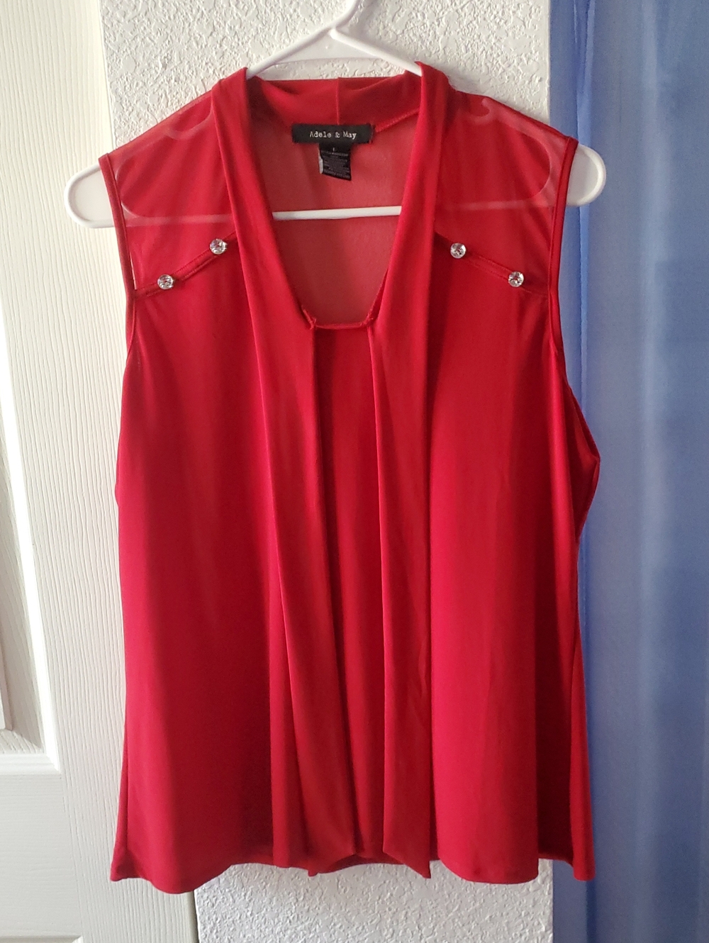 Adele & May Red Jeweled Sleeveless V-Neck Camisole